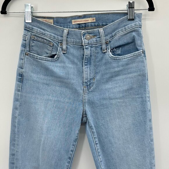 Levi's 724 Premium Denim Straight Leg Ankle Cropped Jeans Size 26 Petite - Picture 2 of 7